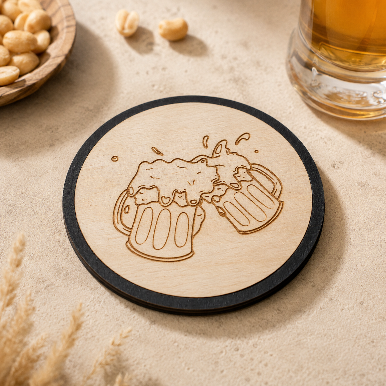 Designový dřevěný podtácek WOOD PRINT – 1 ks