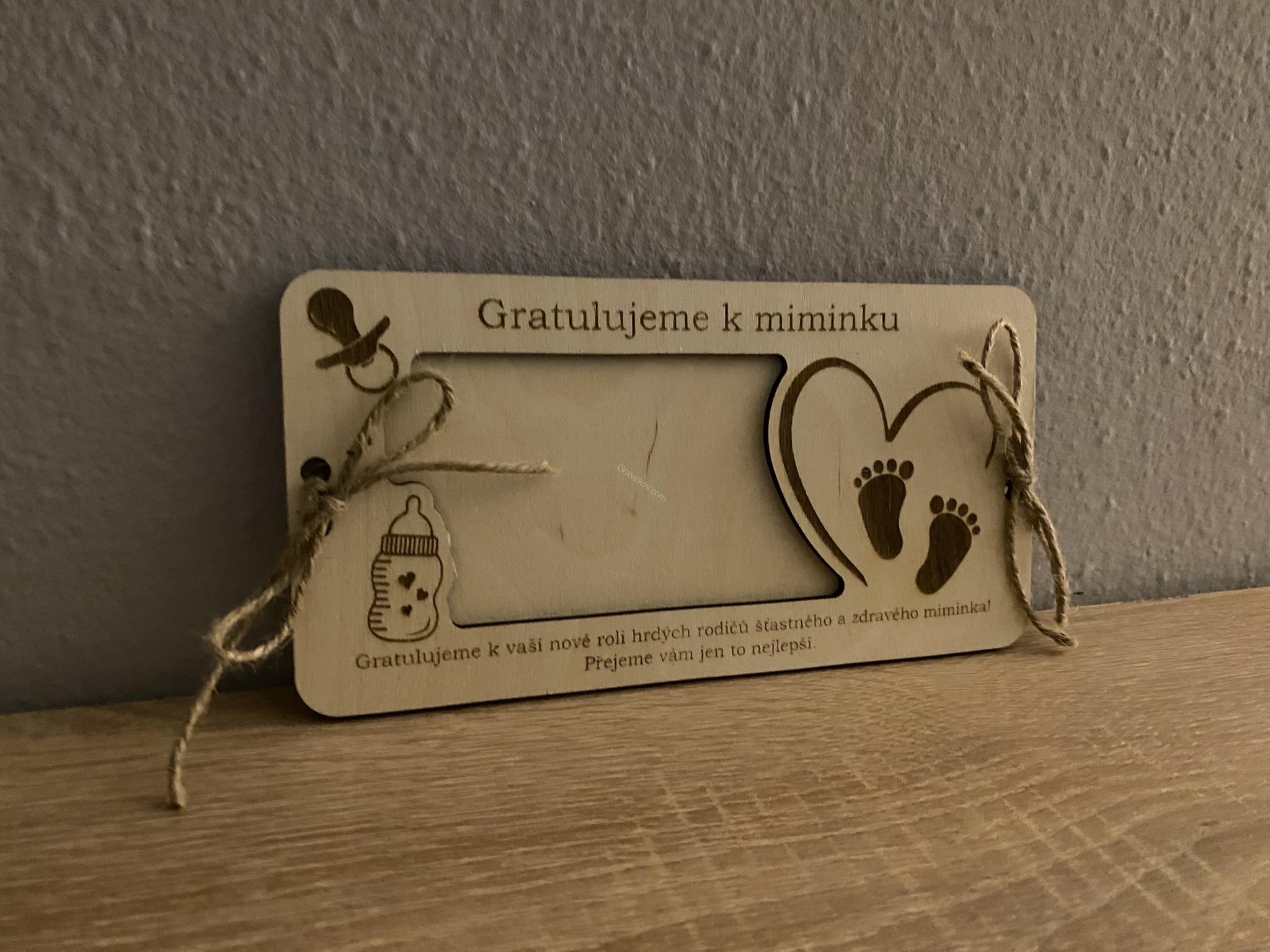 Dřevěné přání na bankovky - k miminku