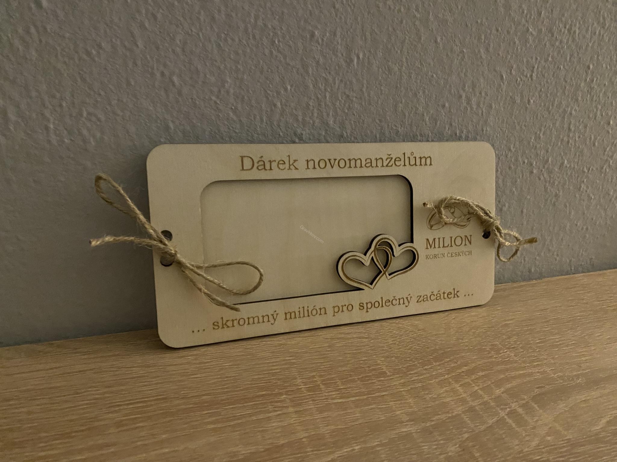 Dřevěné přání na bankovky - ke svatbě 02
