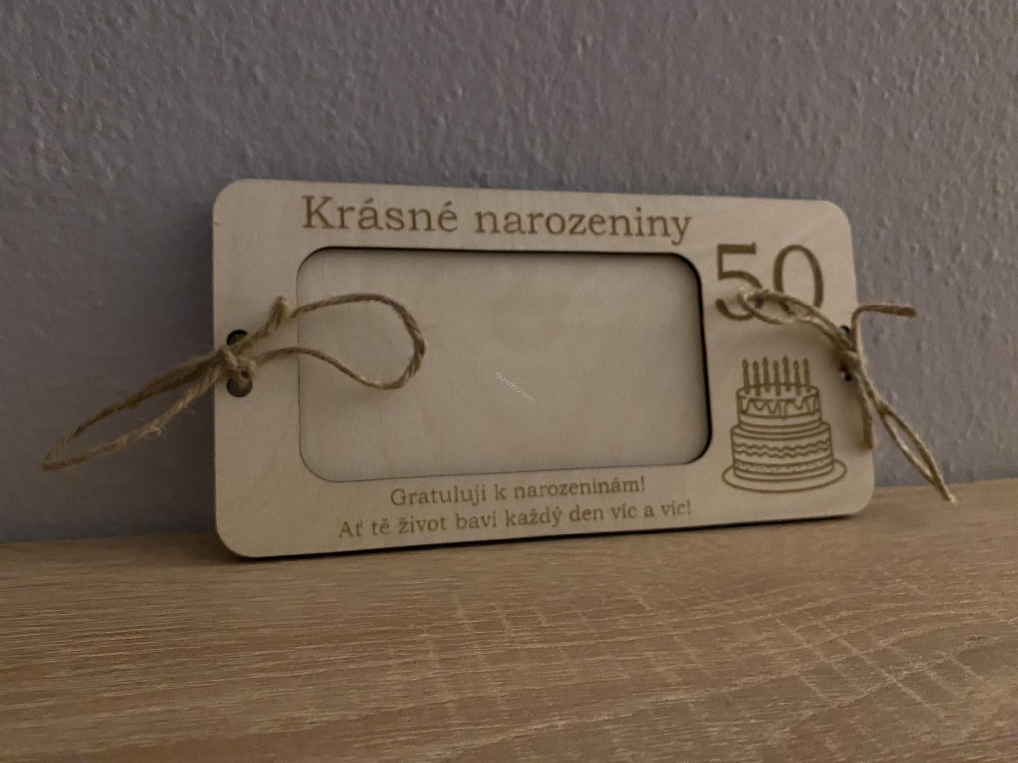 Dřevěné přání na bankovky - k narozeninám 02