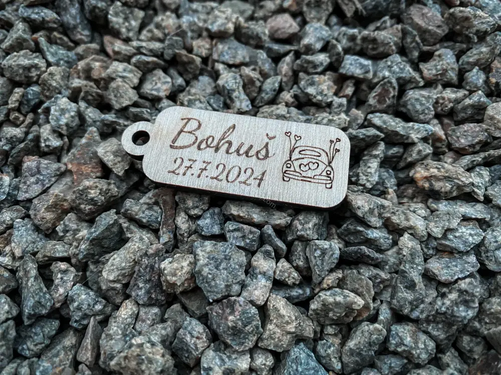 Klíčenka svatba autíčko - oboustranná