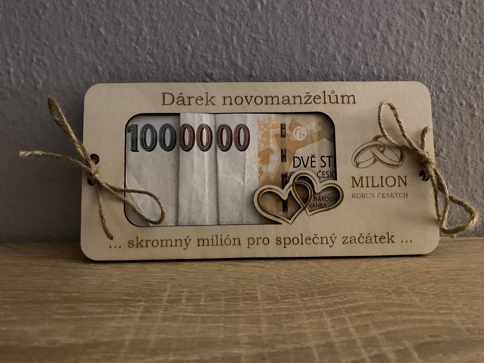 Dřevěné přání na bankovky - ke svatbě 02