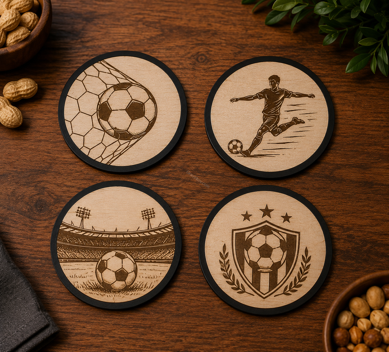 Sada designových dřevěných podtácků WOOD PRINT – 4 k