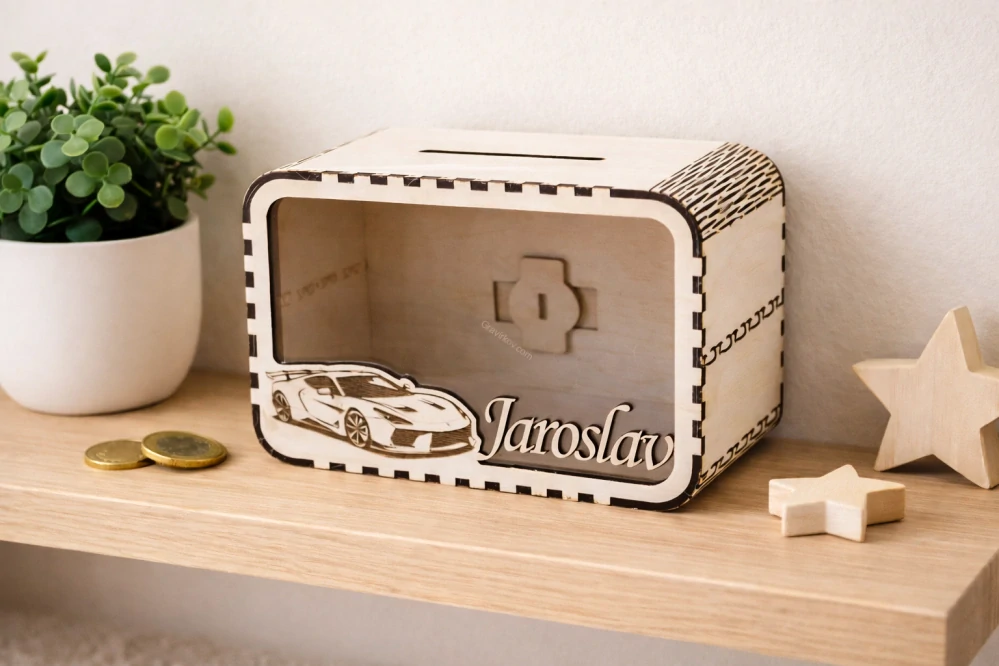 Pokladnička - průhledná auto 