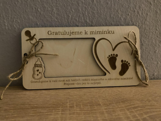 Dřevěné přání na bankovky - k miminku
