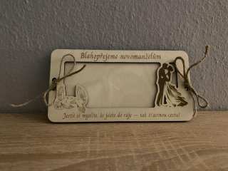 Dřevěné přání na bankovky - ke svatbě 01