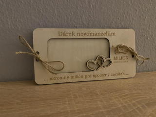 Dřevěné přání na bankovky - ke svatbě 02
