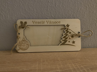 Dřevěné přání na bankovky - Veselé Vánoce 02